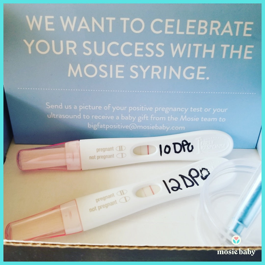 two positive pregnancy tests in a mosie baby box