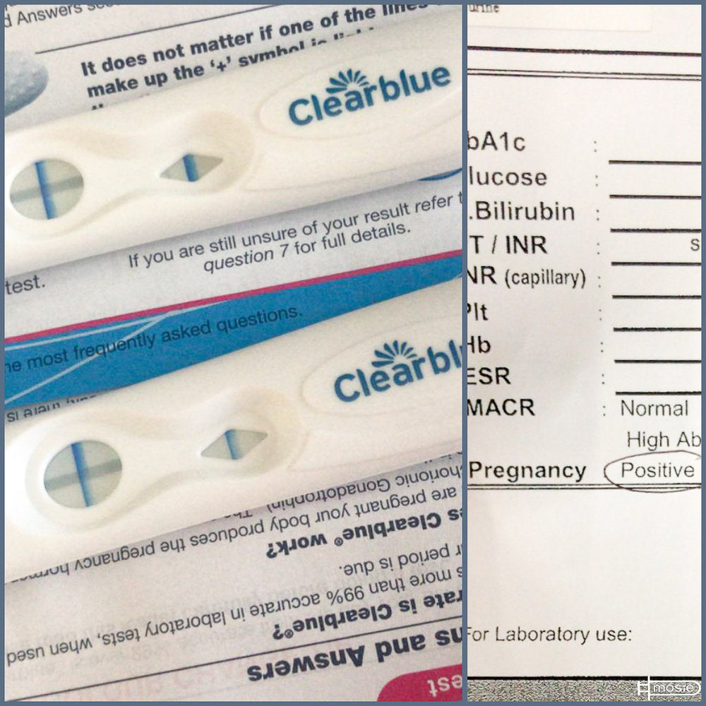 Three positive pregnancy tests from a Mosie user