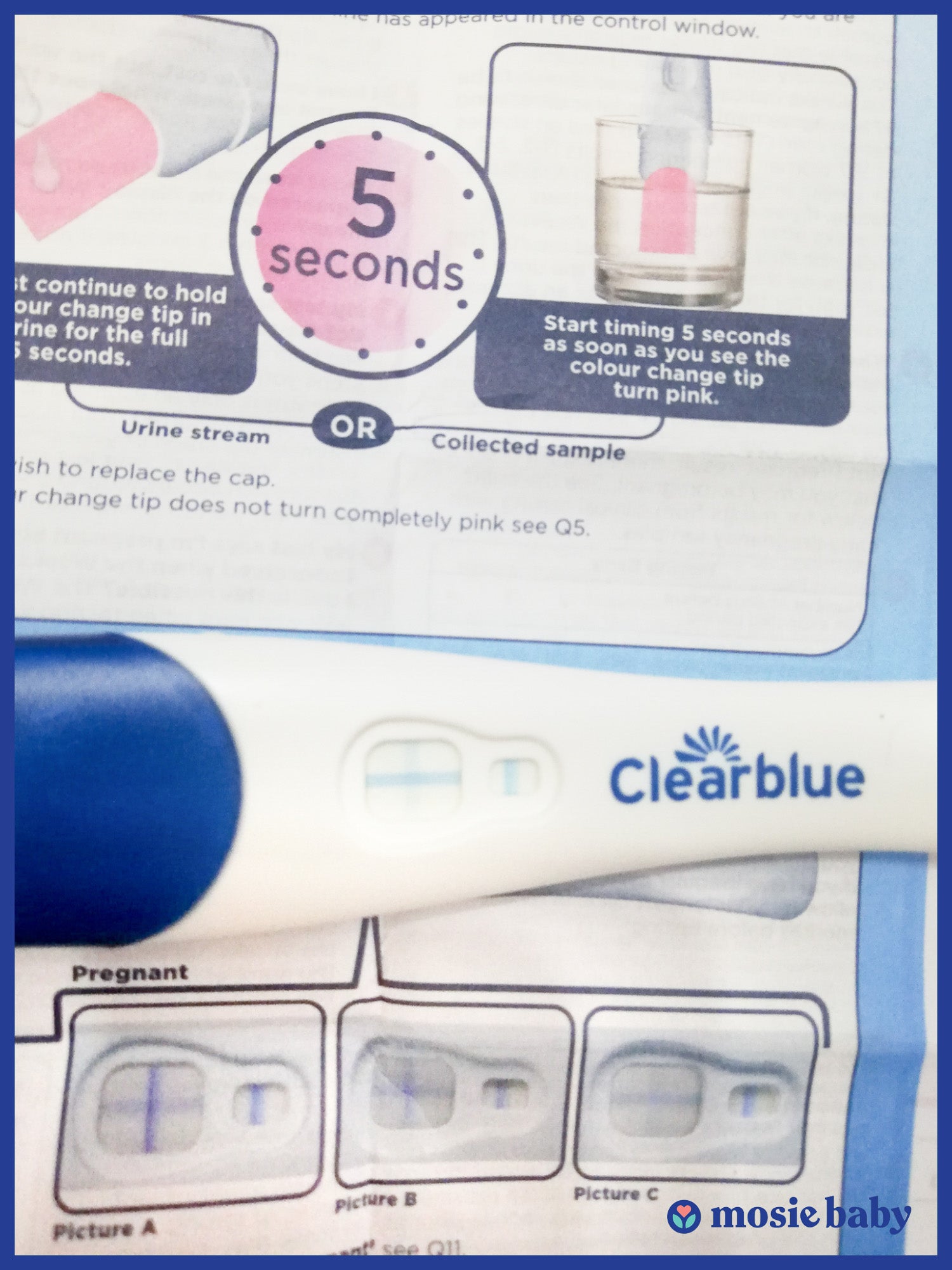 A positive pregnancy test from a Mosie user